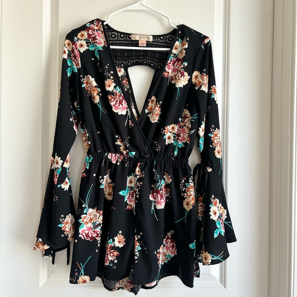 Black Floral Romper